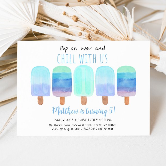 Convites Psicle Blue Ombre Chill Com Nós Aniversário (Criador carregado)