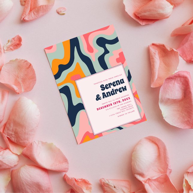 Convites Psicodélica Azul Cor-de-rosa 70 (Criador carregado)