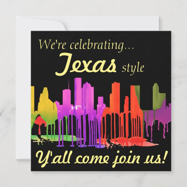 CONVITES PUDLES DE HOUSTON TEXAS SKYLINE - (Frente)