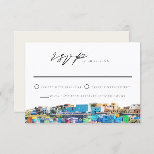Convites PUERTO RICO Colorors Building Skyline RSVP Card