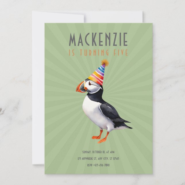 Convites Puffin Birthday Invitation (Frente)