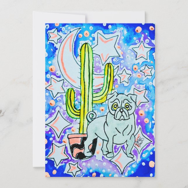 Convites Pug & Cactus (Frente)