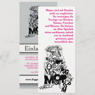 Convites Pug Dog Invants