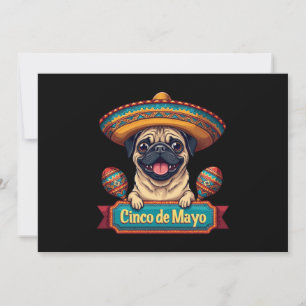 Convites Pug Dog Sombrero Cinco De Mayo