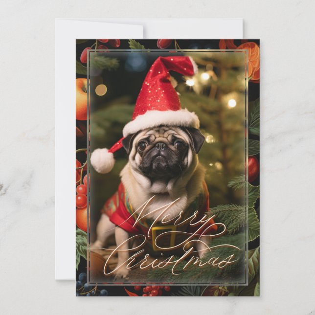 Convites Pug Elf de Natal (Frente)