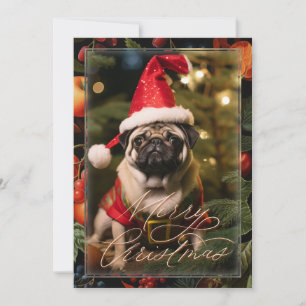 Convites Pug Elf de Natal