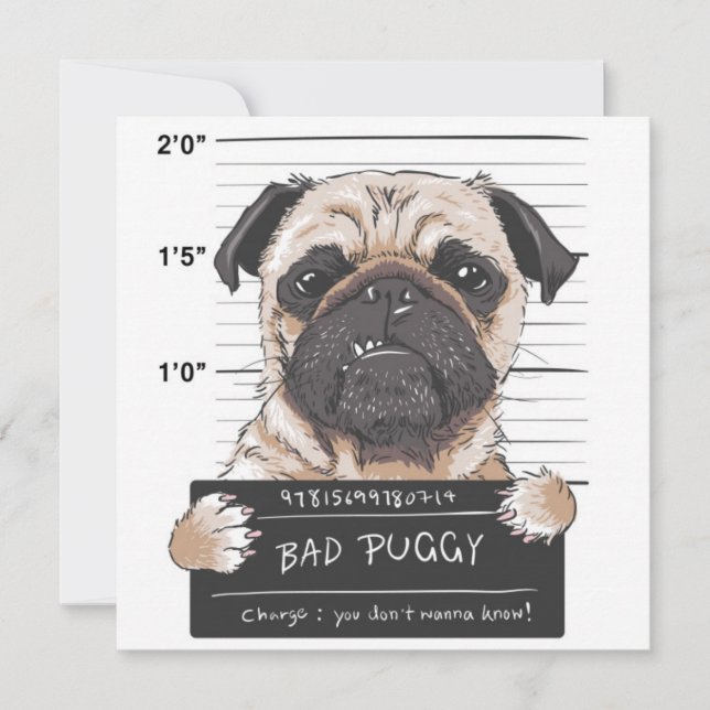 Convites Pug Gato (Frente)