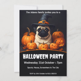 Convites Pug Halloween Party