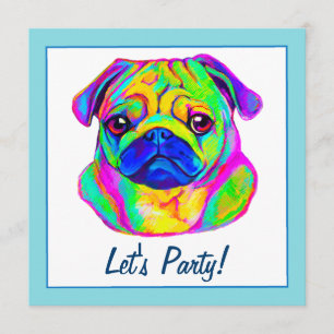 Convites Pug in Colors Birthday