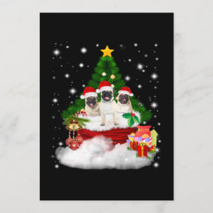 Convites Pug pug com amigos alegres junto à árvore de Natal