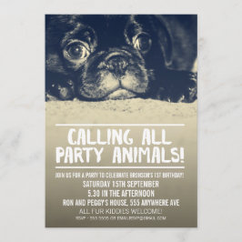 Convites Pug Puppy Dog Party Invite [Foto Com Cheio]