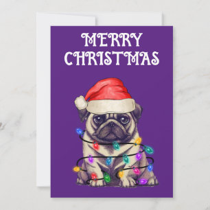CONVITES "PUG WRAPPING IN CHRISTMAS LIGHS"