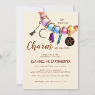 Convites Pulseira Charm Watercolor Babyshower Pagã