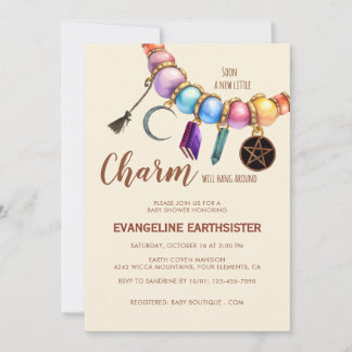 Convites Pulseira Charm Watercolor Babyshower Pagã