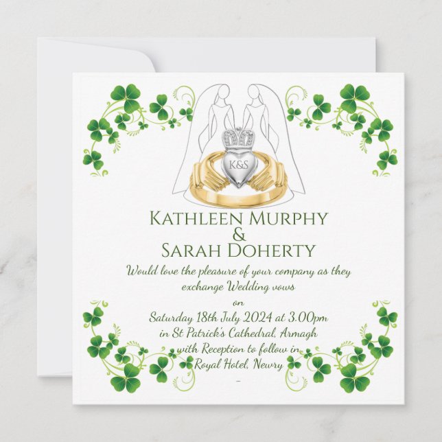 Convites Pulseira Claddagh Feminina com Trevos (Frente)