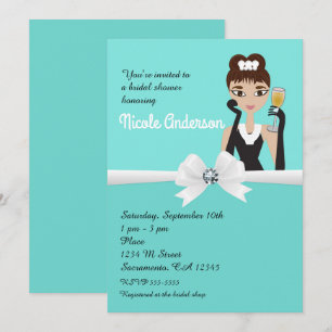 Convites Pulseira de Noivado com Turquesa Moderna para Chá 