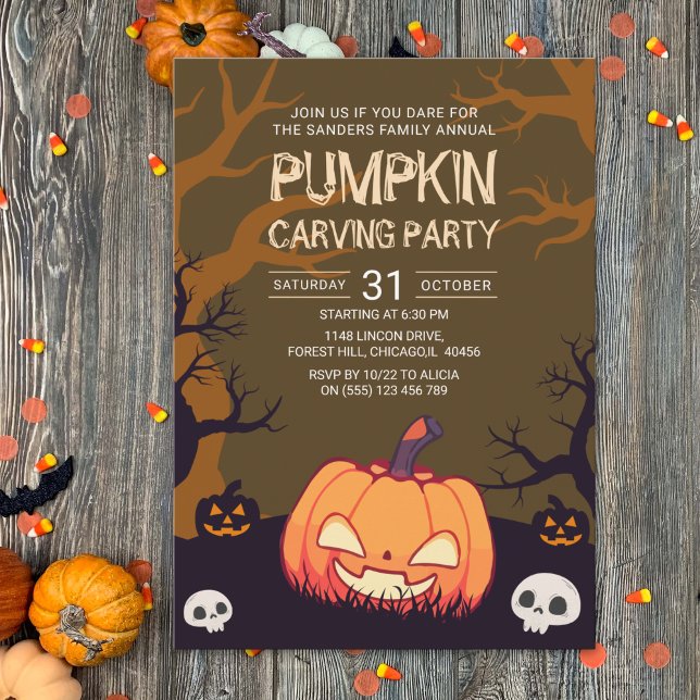 Convites Pumkin Carving Party Halloween (Criador carregado)