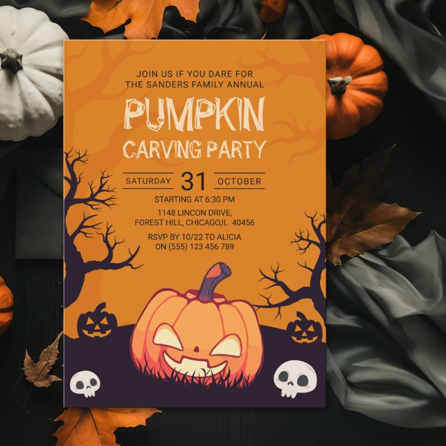 Convites Pumkin Carving Party Halloween (Criador carregado)