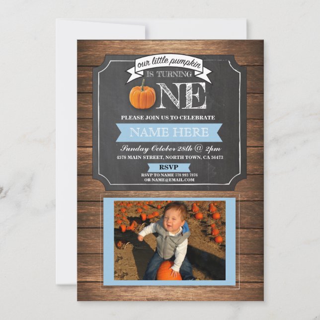 Convites Pumpkin 1 Primeira rua Uma Foto De Festa de aniver (Frente)