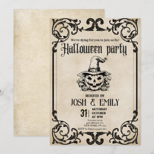 Convites Pumpkin Adulto do Partido Vintage Halloween
