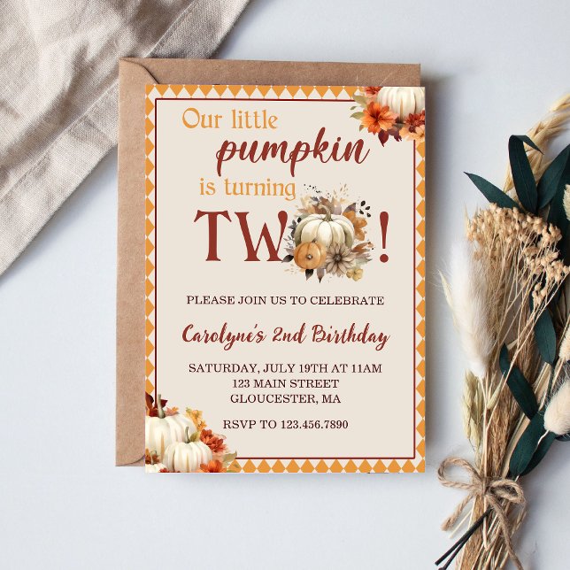 Convites Pumpkin Aniversário Nosso Pequeno Pumpkin Está Vir (Criador carregado)