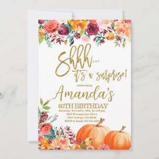 Convites Pumpkin Aniversário, Shhh é uma festa surpresa de