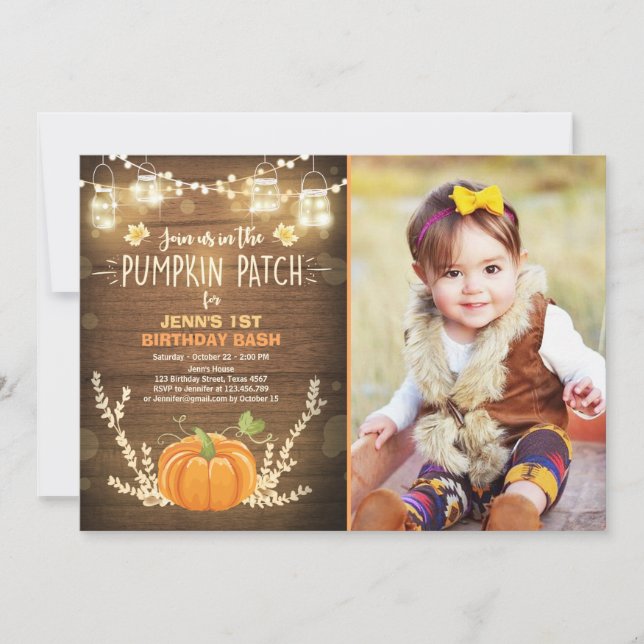 Convites Pumpkin Apelido de Aniversário Acondicionamento ou (Frente)