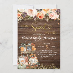 Convites Pumpkin Autumn Floral Rustic House Party