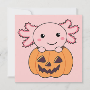 Convites Pumpkin Axolotl Amava Animais Doce Para O Hallowee