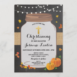 Convites Pumpkin Baptism Cross Fall Christing Wood Jar