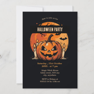 Convites Pumpkin Black and larange Halloween Party