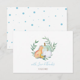 Convites Pumpkin Blue Fox Woodland Obrigado