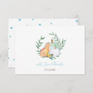 Convites Pumpkin Blue Fox Woodland Obrigado