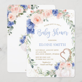 Convites Pumpkin Blush Blue Floral Chá de fraldas