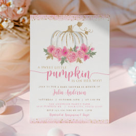 Convites Pumpkin Blush Dourado Floral Chá de fraldas In