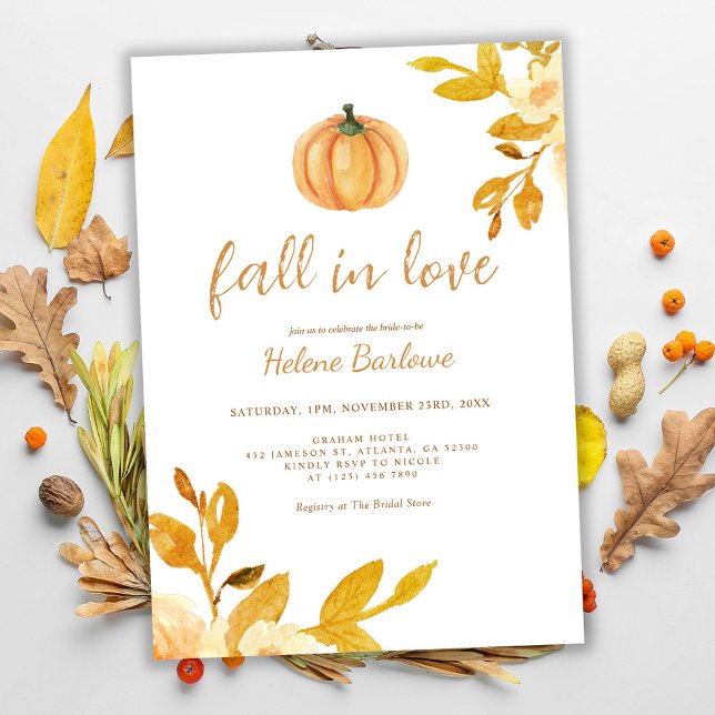 Convites Pumpkin Boho Cai No Amor Chá de panela Inv (Pumpkin Boho Fall In Love Bridal Shower Inv Invitation)