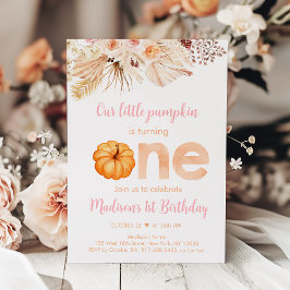 Convites Pumpkin Boho Floral Primeiro Aniversário
