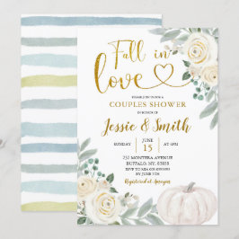 Convites Pumpkin Branco Cai No Chá Do Casal De Amor