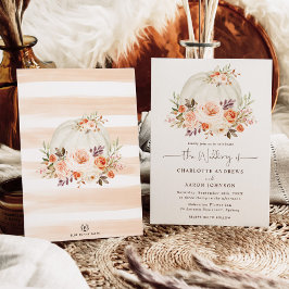 Convites Pumpkin Branco Queda Blush Orange Floral Casamento