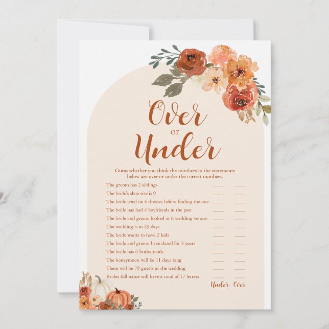 Convites Pumpkin Cair ou Embaixo do Jogo do Chá de fraldas (Frente)