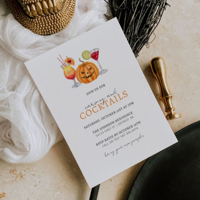 Convites Pumpkin Carving and Cocktails Halloween Invitation (Criador carregado)
