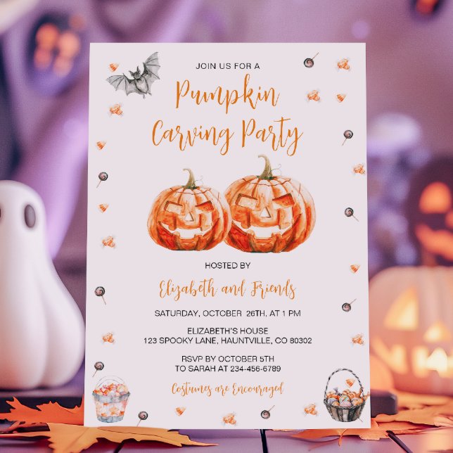 Convites Pumpkin Carving Halloween Party (Criador carregado)