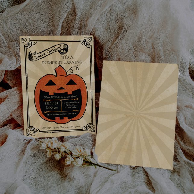 Convites Pumpkin Carving Halloween Party Bash Invite (Criador carregado)
