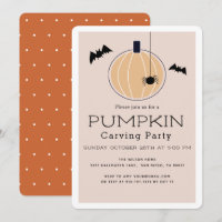 Pumpkin Carving Party Modern Beige Halloween