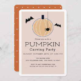 Convites Pumpkin Carving Party Modern Beige Halloween