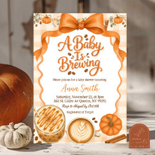 Convites Pumpkin Coquette Outono café Um bebê está sendo pr