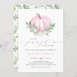 Convites Pumpkin Cor-de-Água Rosa Autumn Baby Brunch