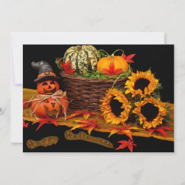 Convites Pumpkin de bruxas e girassóis