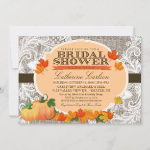 Convites Pumpkin de Burlap & Lace Call e Chá de panela de 