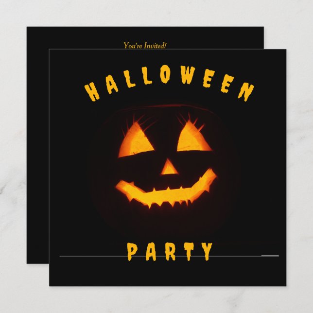 Convites Pumpkin Face Halloween Party (Frente/Verso)